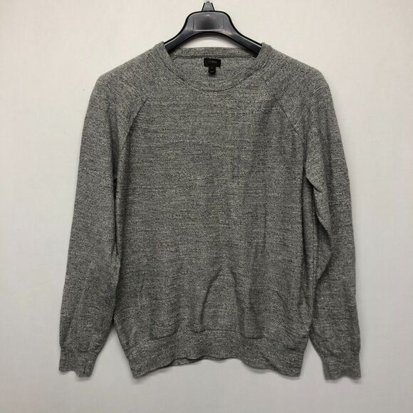 J. Crew Men Long Sleeve Crew Neck Cotton Knit Sweater Size Large Gray B253 -11 - Picture 1 of 14